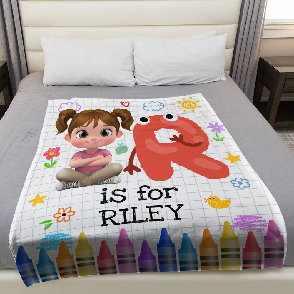 Personalized Baby Blanket for Kids with Name and Cute Cartoon Design - Perfect Nursery Decor Pillow or Blanket MagicInPrints