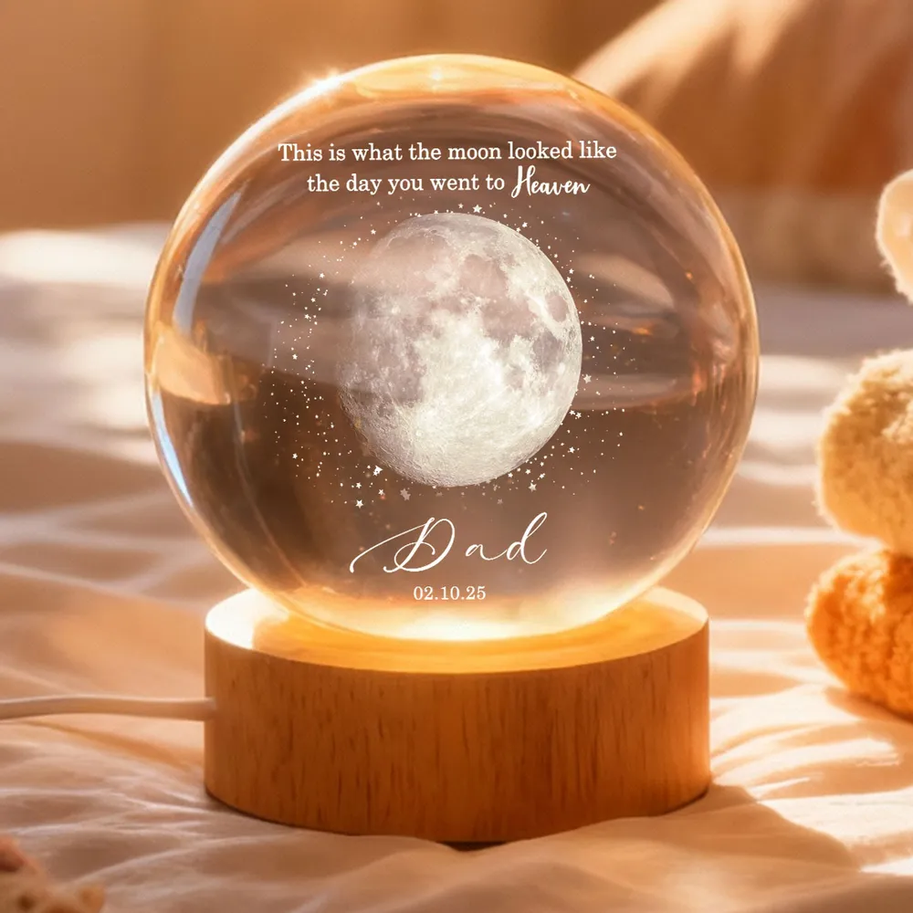 Personalized Moon Lamp Memorial Gift for Dad - Sentimental Keepsake Lamp MagicInPrints