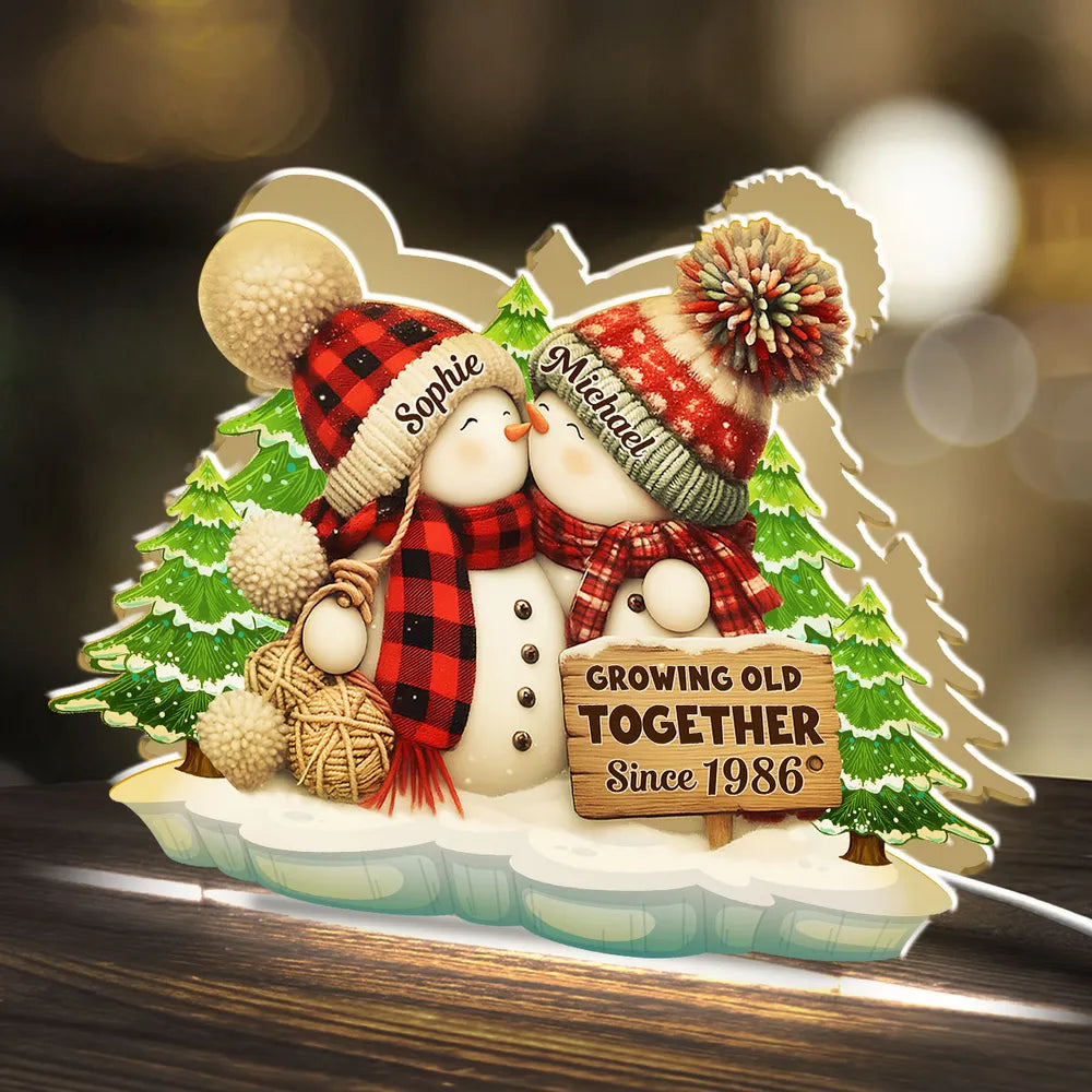 Personalized Snowman Couple Ornament for Christmas - Romantic Holiday Gift Plaque MagicInPrints
