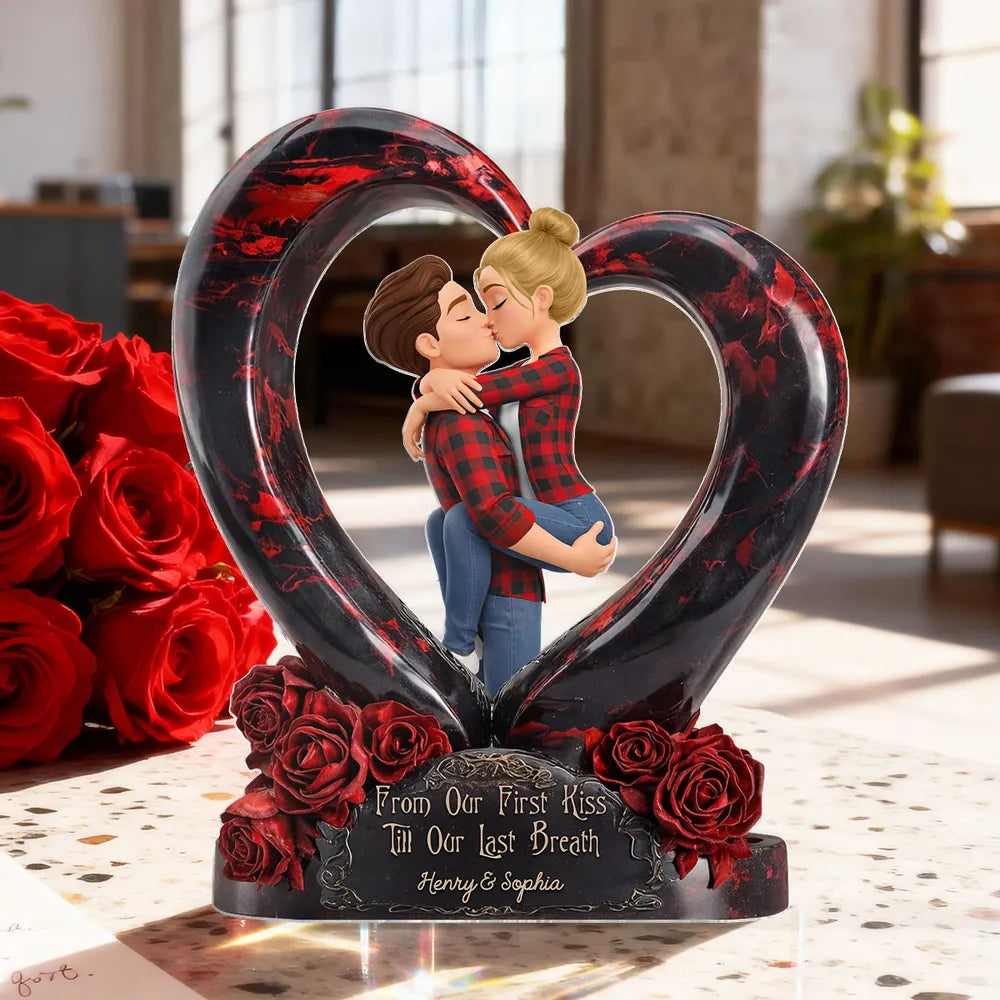 Custom Couple Heart Sculpture for Lovers with Romantic Message - Anniversary Gift Plaque MagicInPrints