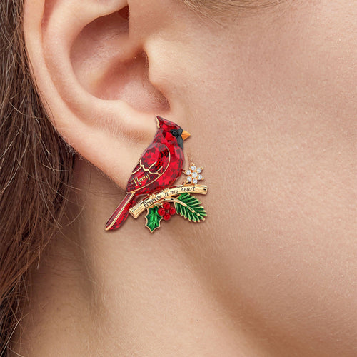 Forever In My Heart - Cardinal Heaven Christmas Stud Earrings - Personalized Gift For Her Earrings MagicInPrints