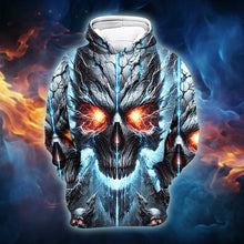 Load image into Gallery viewer, Skull Lover&#39;s Hoodie: Fiery Skull Design AOP Products PopCulturePrints
