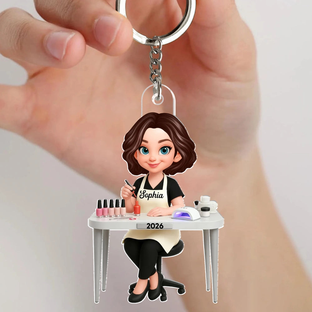 Custom Nail Technician Keychain for Nail Artists - Personalized Gift Keychain MagicInPrints
