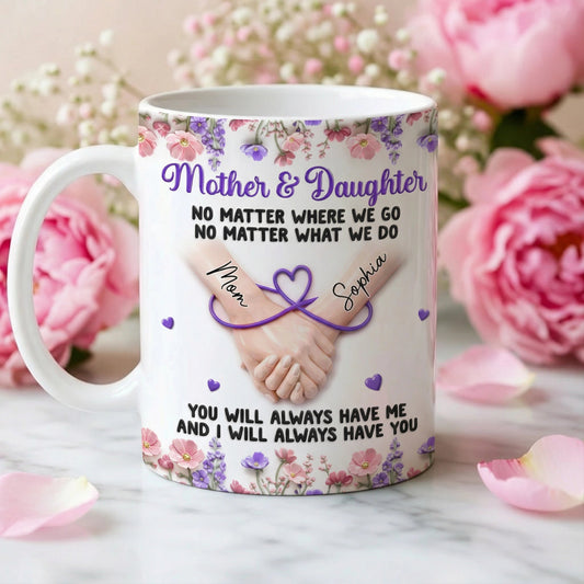 Personalized Mother & Daughter Mug - Custom Names & Heart Design - Sentimental Gift Cup MagicInPrints