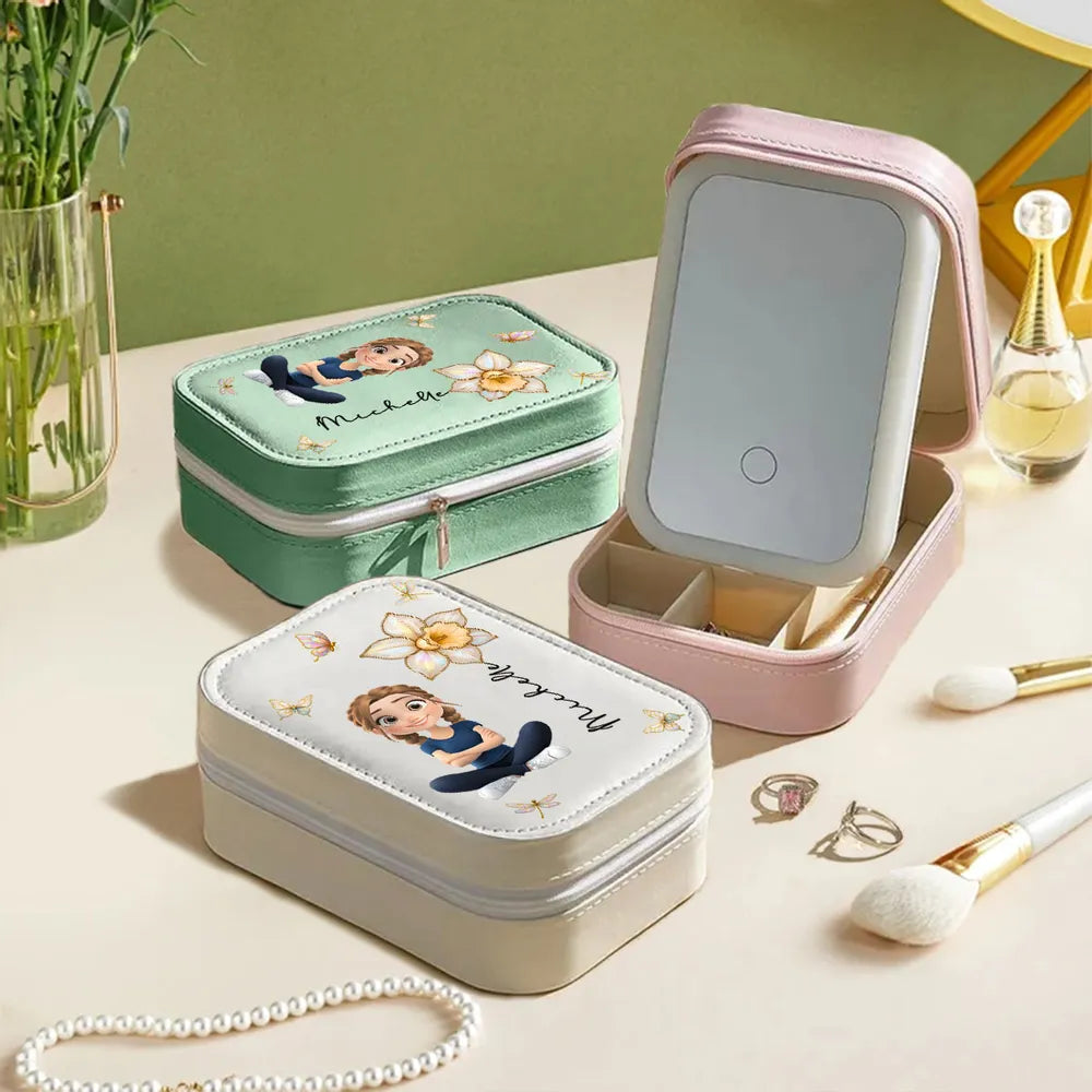 Personalized Makeup Case for Girls with Mirror - Cute Design with Name Beauty Tools MagicInPrints