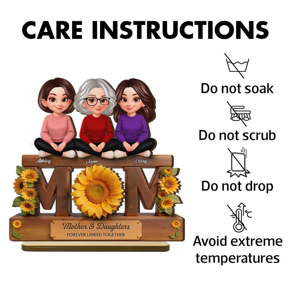 Personalized Mother & Daughters Wooden Plaque with Sunflower Design - Sentimental Gift for Mom Plaque MagicInPrints