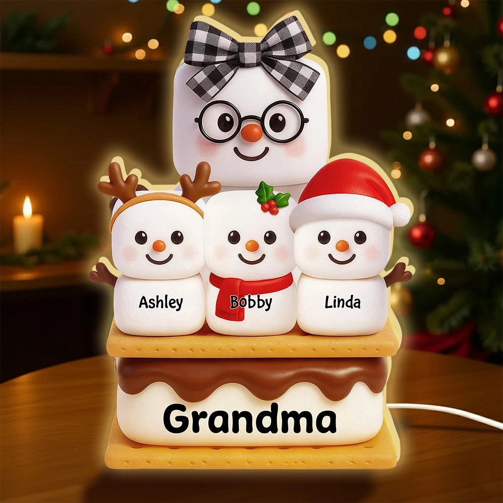 Custom Family Snowman Light for Grandma - Christmas Decor Plaque MagicInPrints
