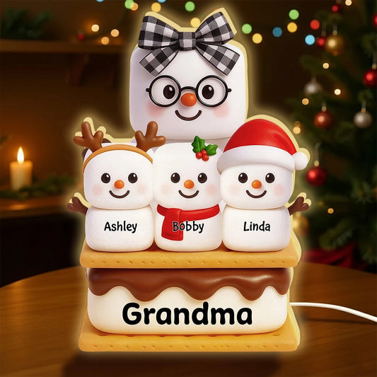Custom Family Snowman Light for Grandma - Christmas Decor Plaque MagicInPrints