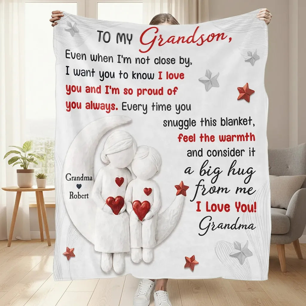 Personalized Grandson Blanket Gift - Heartfelt Message from Grandma Pillow or Blanket MagicInPrints