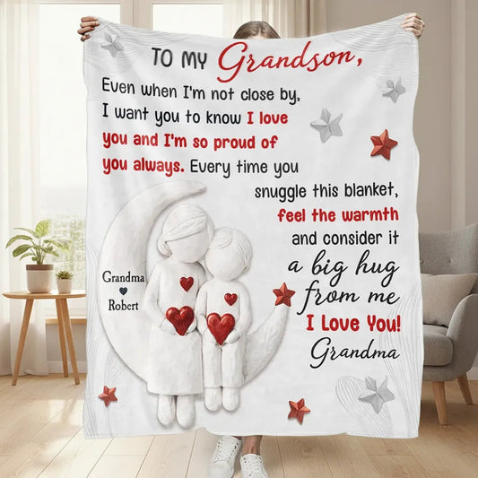 Personalized Grandson Blanket Gift - Heartfelt Message from Grandma Pillow or Blanket MagicInPrints