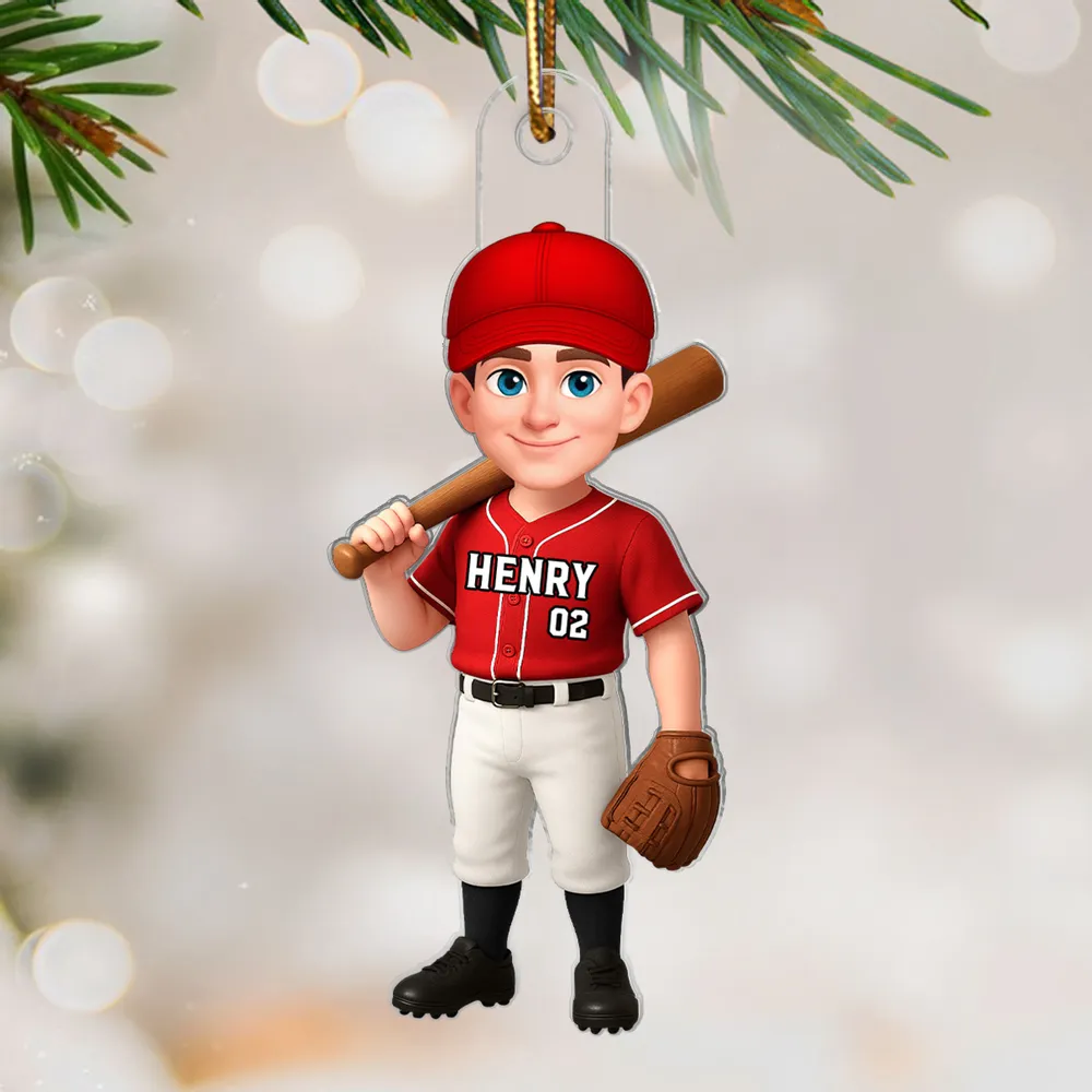 Custom Baseball Player Ornament for Kids - Personalized Christmas Decor Ornament MagicInPrints