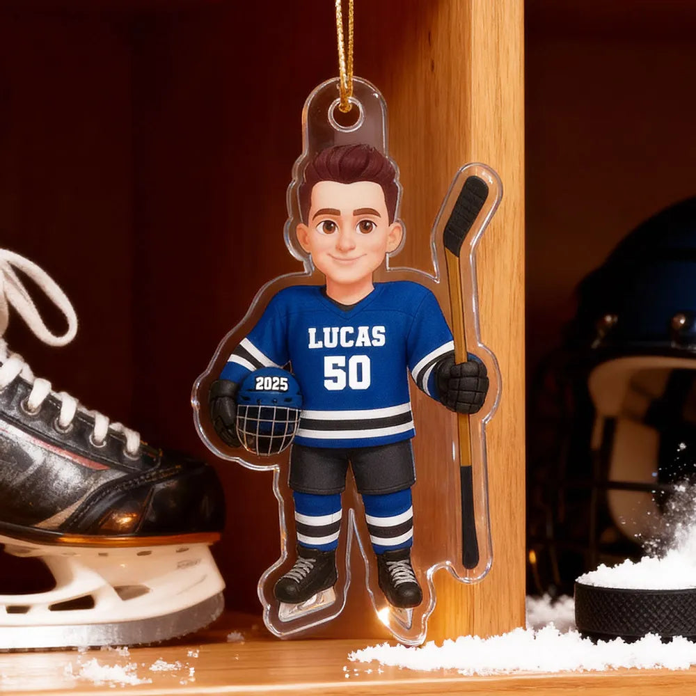 Custom Hockey Player Christmas Ornament for Kids - Personalized Gift Ornament MagicInPrints