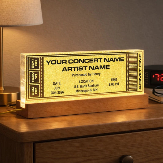 Personalized Concert Ticket Night Light for Music Lovers - Custom Gift for Bedroom Decor Plaque MagicInPrints