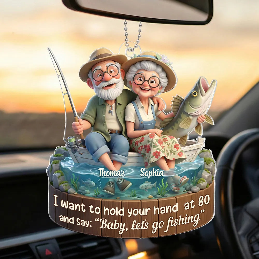 Personalized Fishing Couple Car Ornament for Seniors - Romantic Keepsake Gift Ornament MagicInPrints