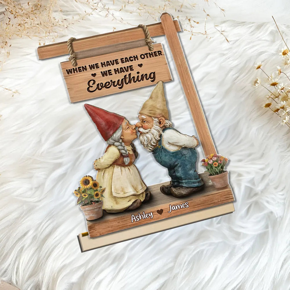 Personalized Gnome Couple Figurine for Couples - Romantic Home Decor Plaque MagicInPrints