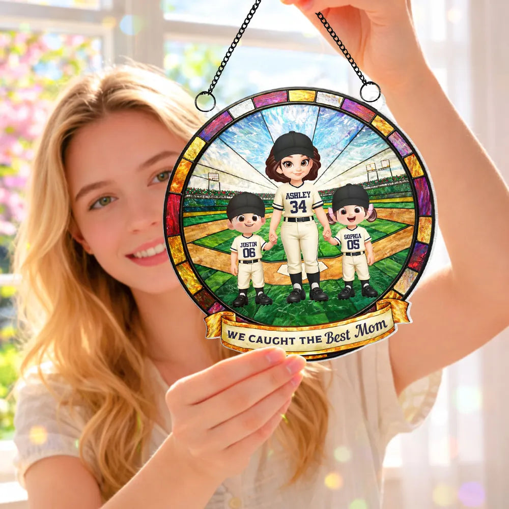 Personalized Baseball Family Stained Glass Ornament - Mother's Day Gift Ornament MagicInPrints