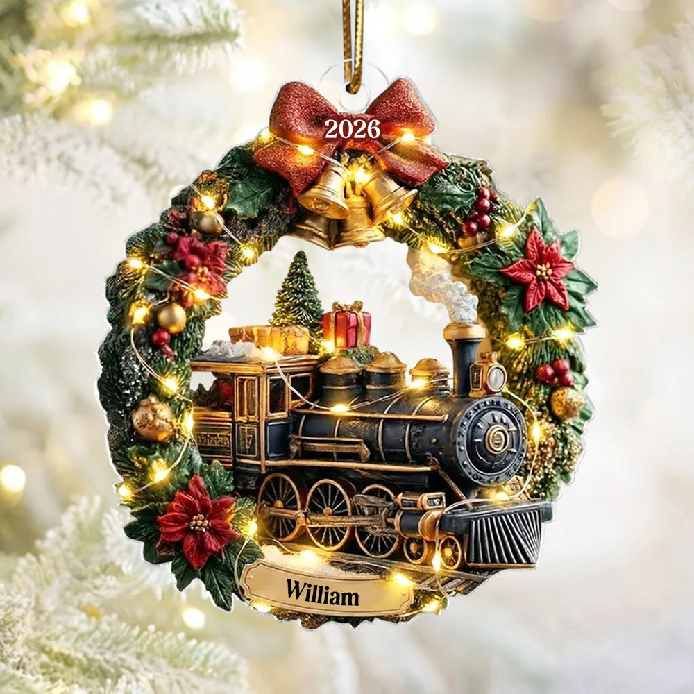 Personalized Train Christmas Ornament for Kids with Lights - Holiday Decor 2026 Ornament MagicInPrints
