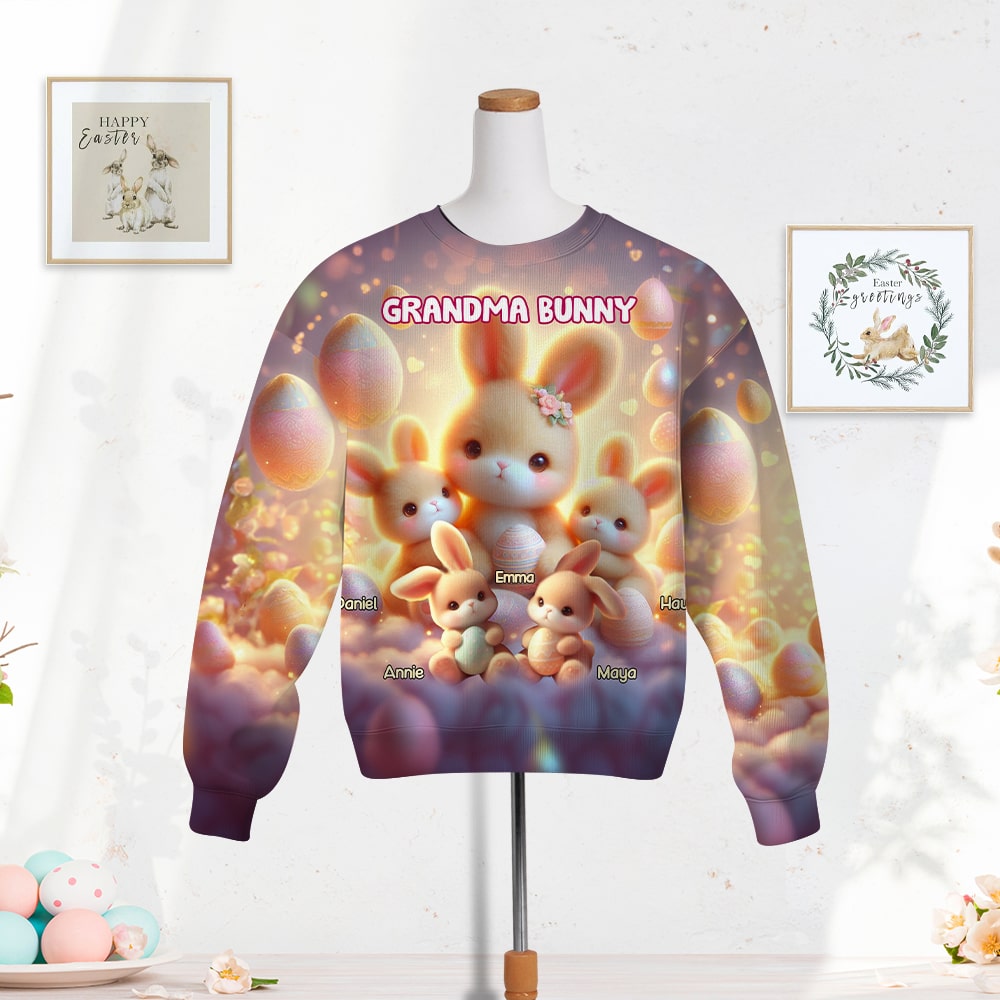 Personalized Grandma Bunny Easter Sweatshirt AOP Products PopCulturePrints