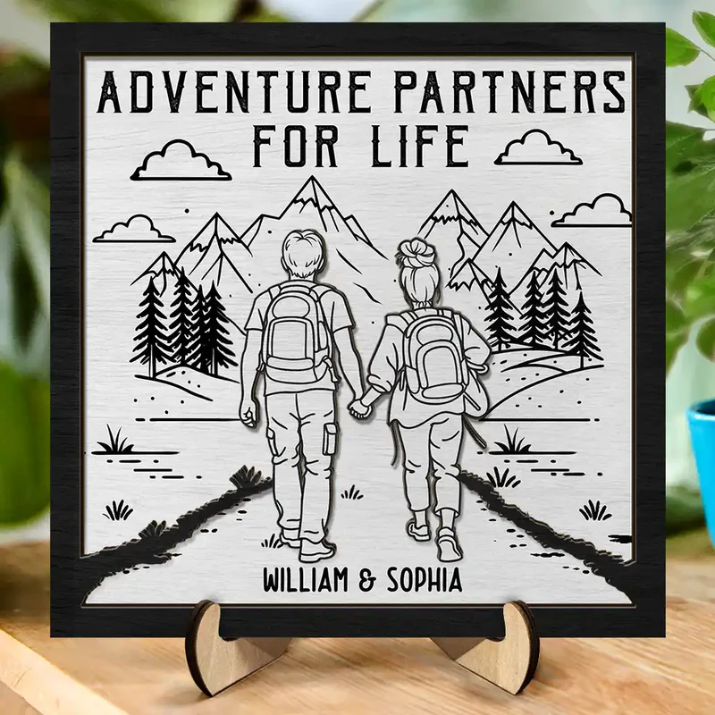 Personalized Adventure Partners Wall Art for Couples - Anniversary Gift Plaque MagicInPrints