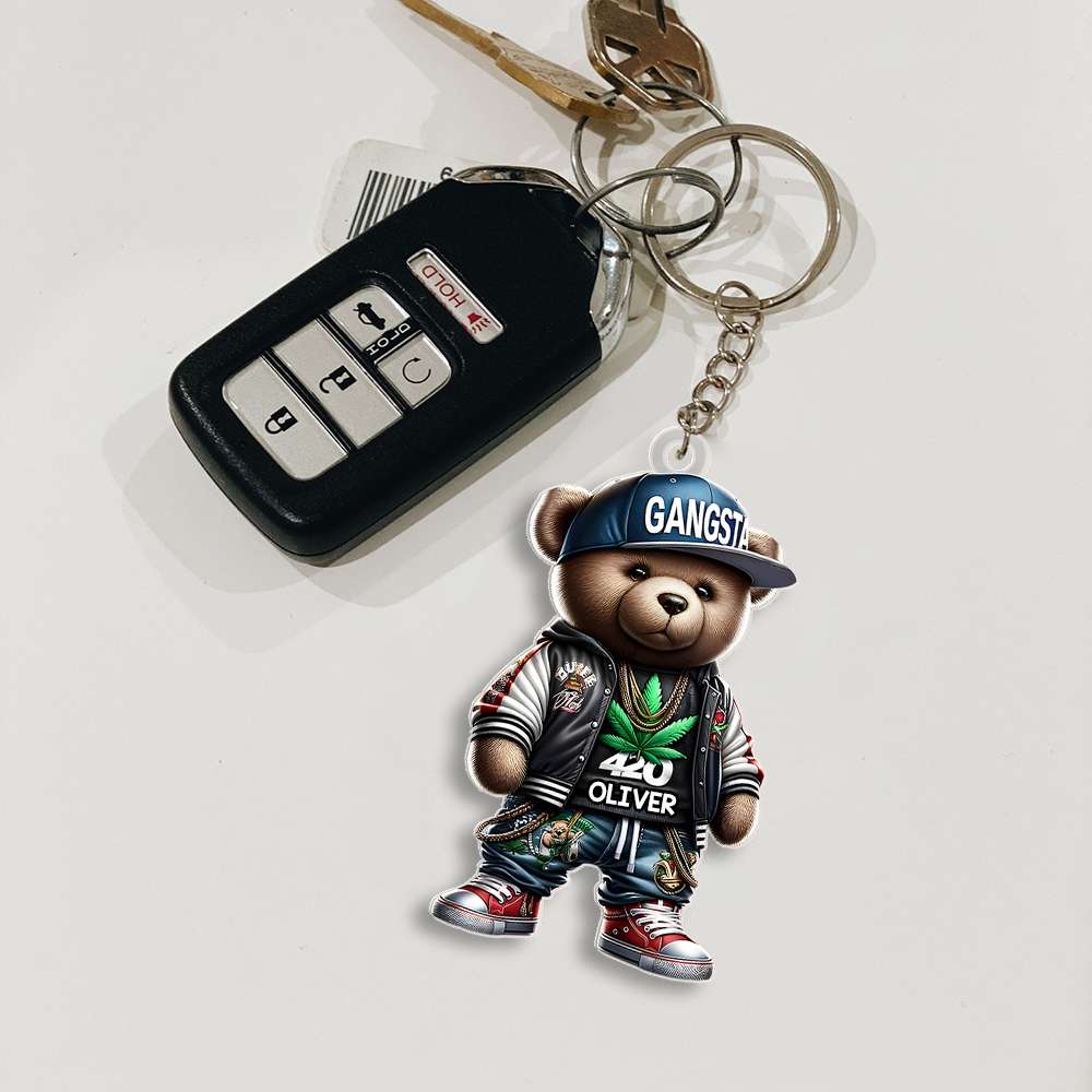Personalized Teddy Bear Keychain for Pop Culture Enthusiasts Keychains PopCulturePrints