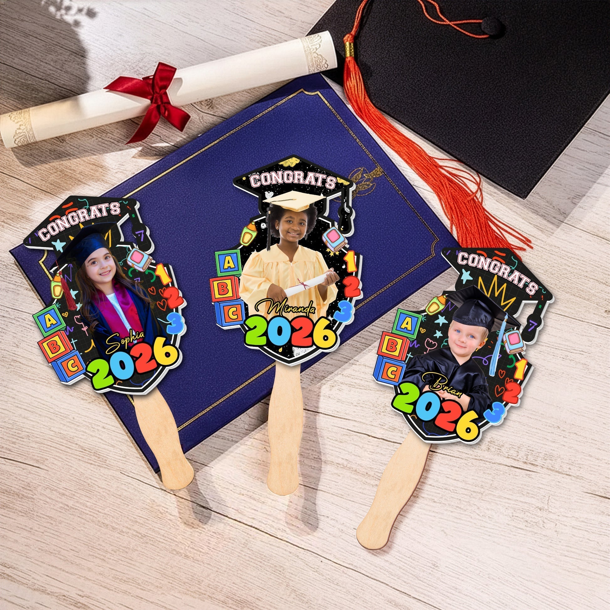 Personalized Graduation Fan for Kids - Custom Photo and Year - Graduation Celebration Stationery MagicInPrints