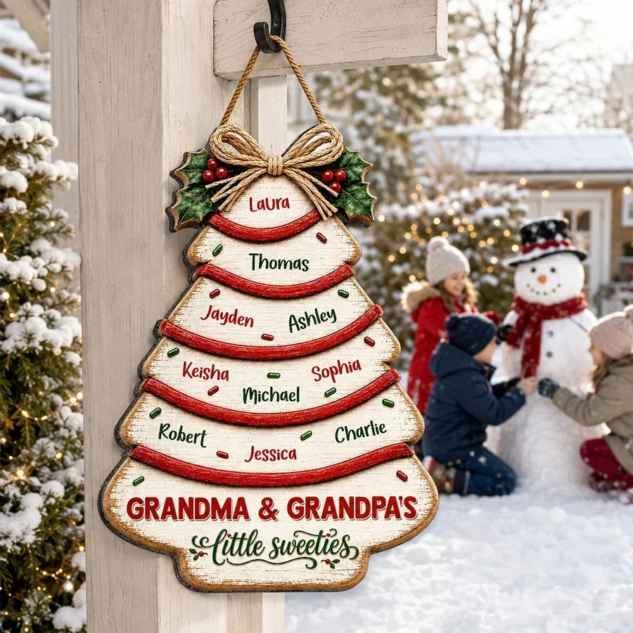 Personalized Wooden Sign for Grandma & Grandpa's Family Gift