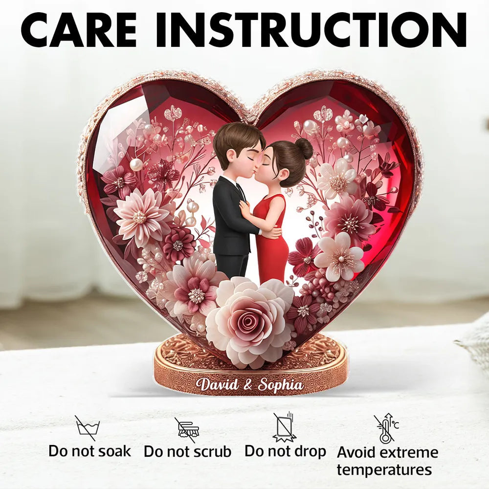 Personalized Heart-Shaped Crystal Keepsake for Couples - Romantic Gift Plaque MagicInPrints