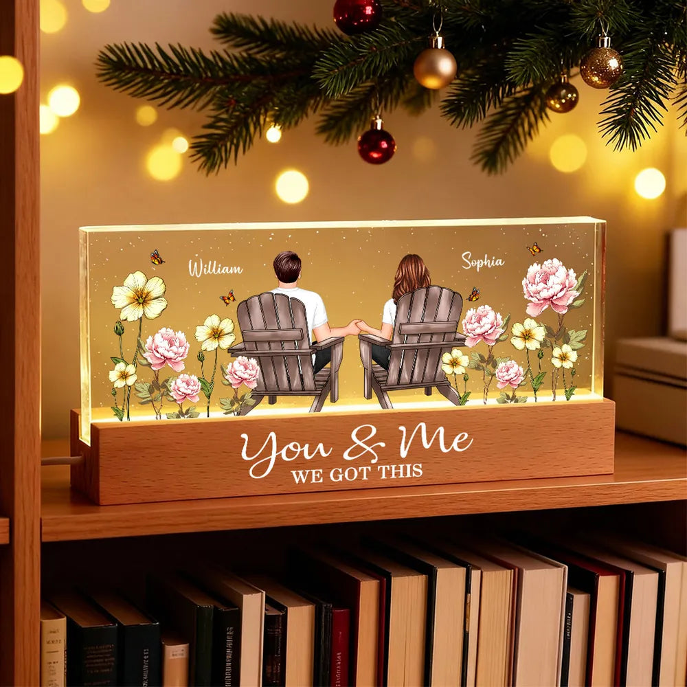 Personalized Romantic LED Lamp for Couples with Floral Design - Anniversary Gift Plaque MagicInPrints