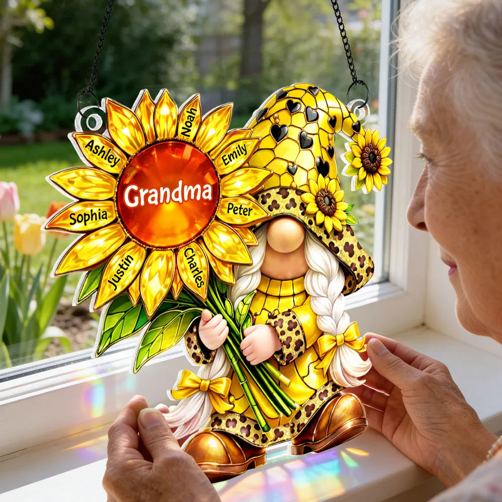 Personalized Sunflower Grandma Gnome Ornament for Family - Home Decor Gift Ornament MagicInPrints