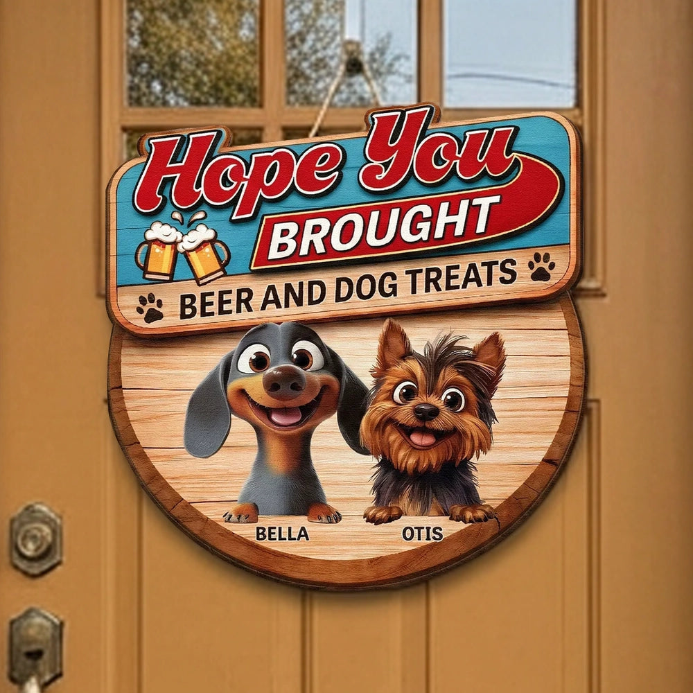 Custom Dog Lover Door Sign for Beer and Treats - Fun Home Decor Sign MagicInPrints