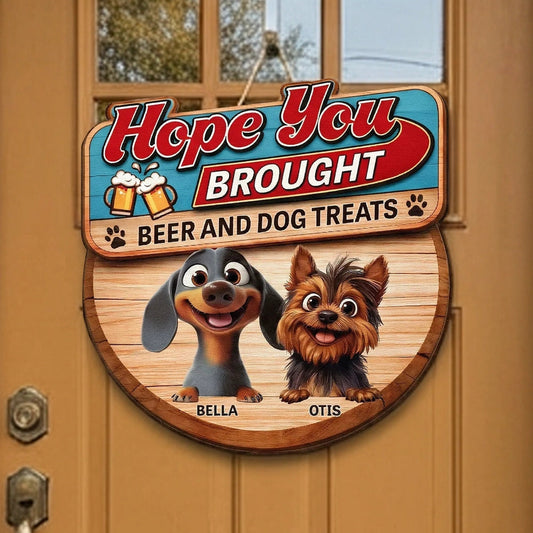 Custom Dog Lover Door Sign for Beer and Treats - Fun Home Decor Sign MagicInPrints