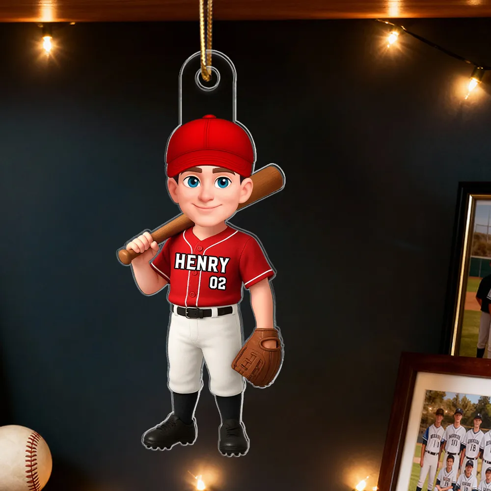 Custom Baseball Player Ornament for Kids - Personalized Christmas Decor Ornament MagicInPrints