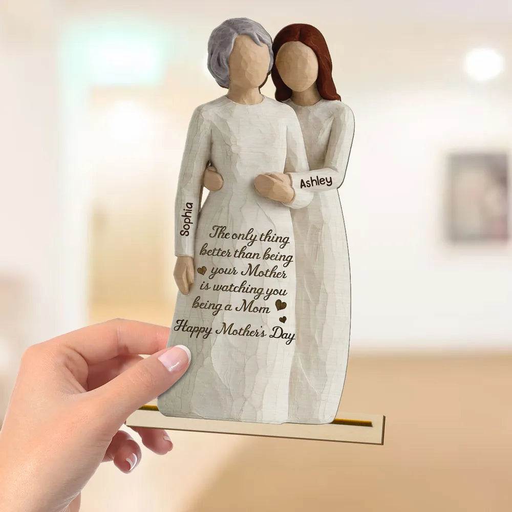 Personalized Mother-Daughter Wooden Sculpture Gift - Sentimental Keepsake for New Moms Plaque MagicInPrints