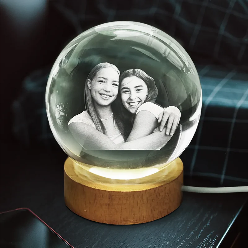 Custom Photo Crystal Ball Lamp for Kids - Personalized Night Light Gift Lamp MagicInPrints