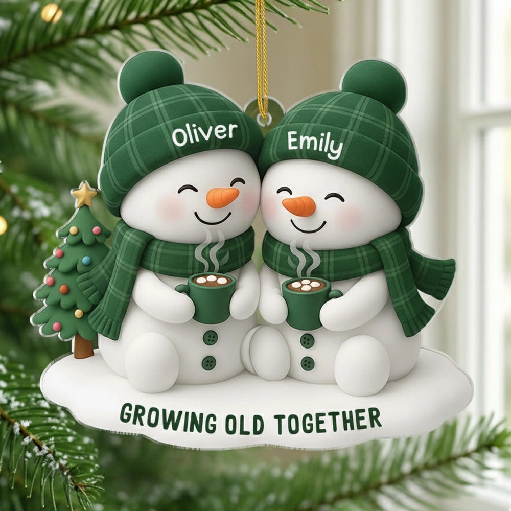 Personalized Snowman Couple Christmas Ornament - Romantic Holiday Gift Ornament MagicInPrints