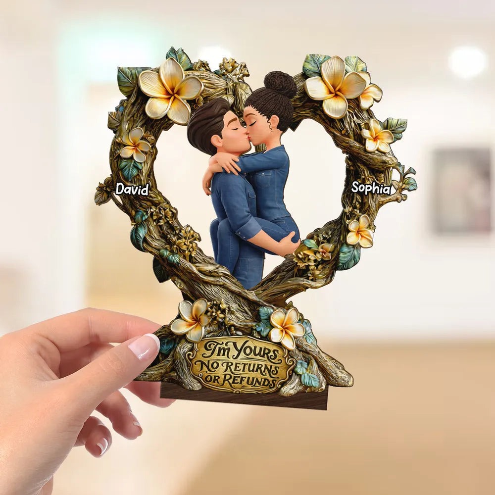 Personalized Couple Figurine Romantic Gift Heart-Shaped Sculpture - Anniversary Keepsake Plaque MagicInPrints