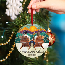 Load image into Gallery viewer, Together is a Beautiful Place to Be – Personalized Custom Shaped Mirror Ornament – Gift for Couples Mirror Ornament MagicInPrints
