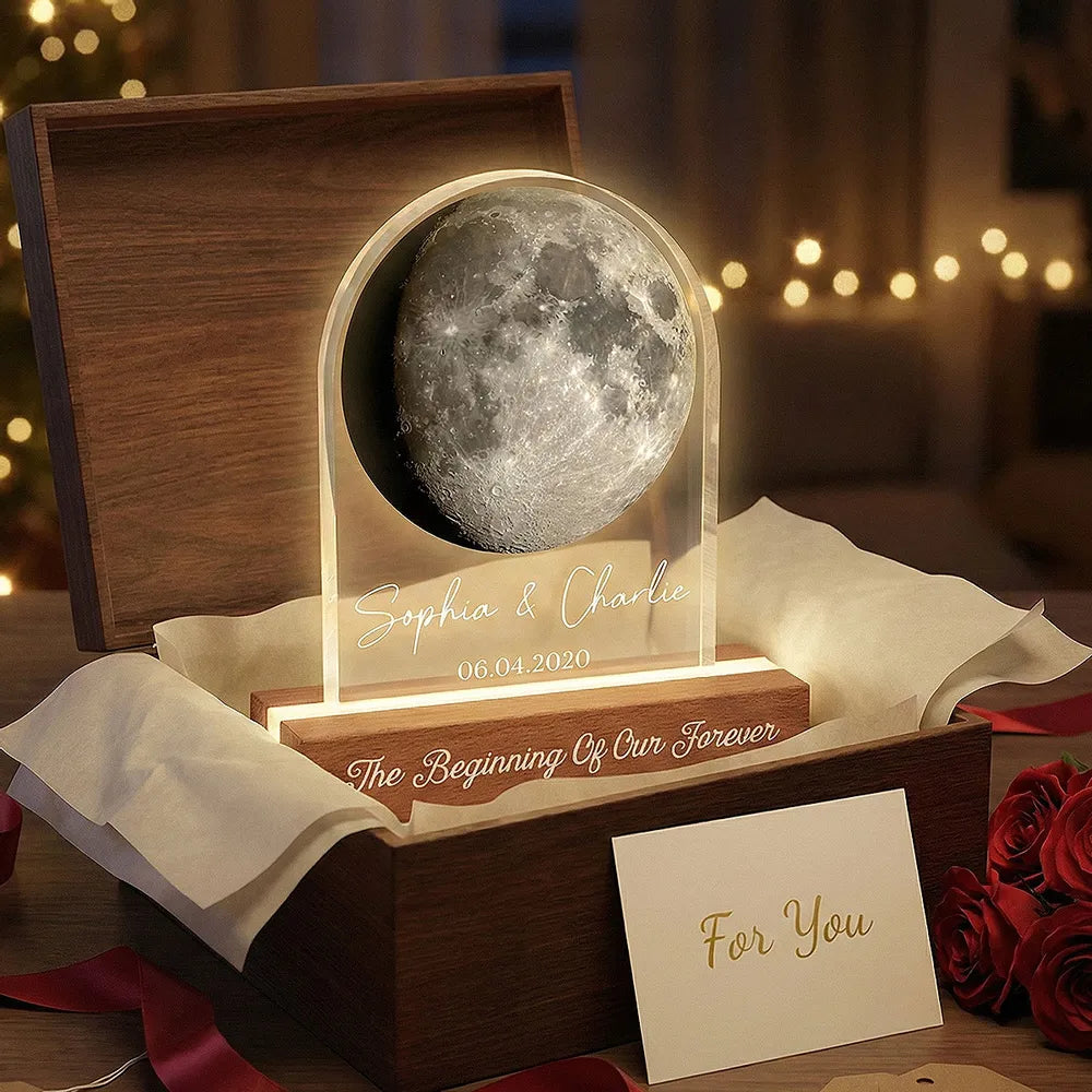 Personalized Moon Lamp for Couples - Romantic Anniversary Gift Plaque MagicInPrints