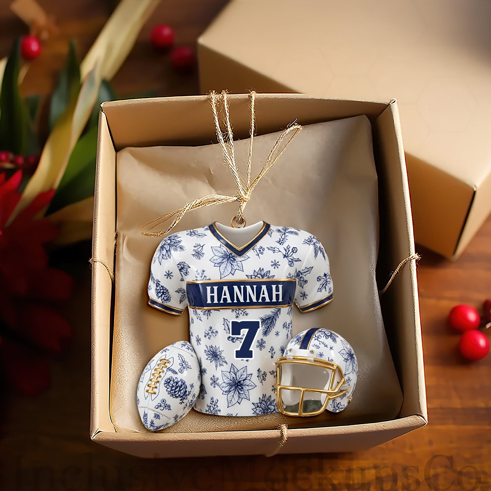 Personalized Christmas Festive Jersey Ornament Ornament MagicInPrints