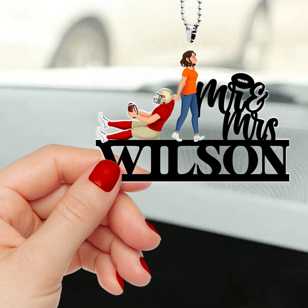 Personalized American Football Lover Car Ornament - Mr. & Mrs. Jones Ornament PopCulturePrints