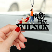 Load image into Gallery viewer, Personalized American Football Lover Car Ornament - Mr. &amp; Mrs. Jones Ornament PopCulturePrints
