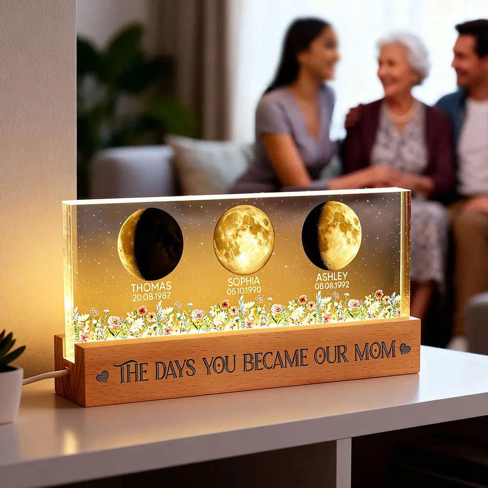 Custom Moon Phase Night Light for Mom - Mother's Day Keepsake Plaque MagicInPrints