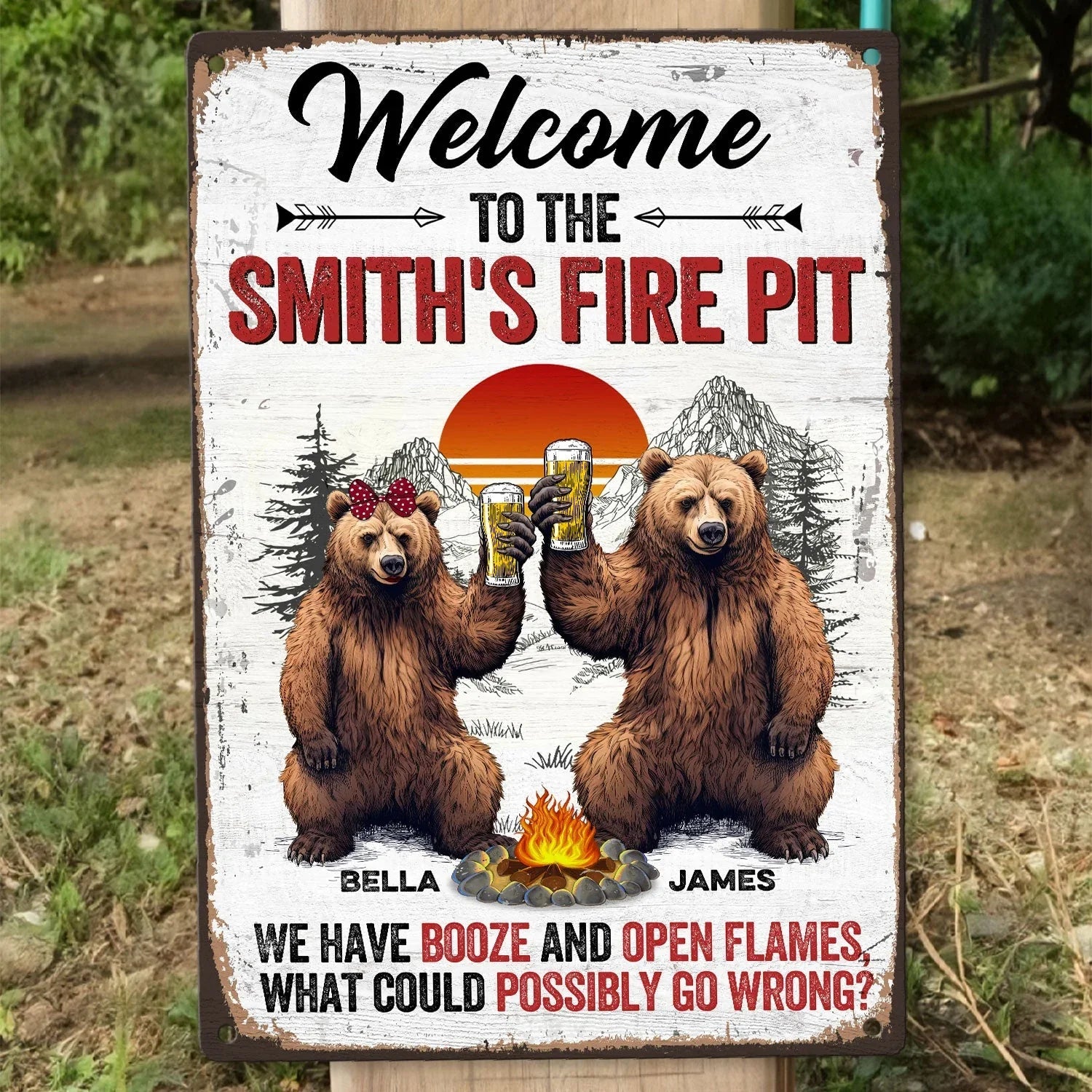 Personalized Fire Pit Sign for Outdoor Enthusiasts - Rustic Decor Sign MagicInPrints