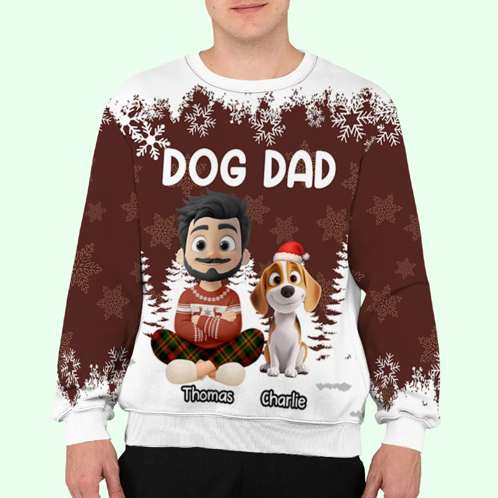 Personalized Dog Dad Christmas Sweatshirt for Men - Holiday Gift Cloth MagicInPrints