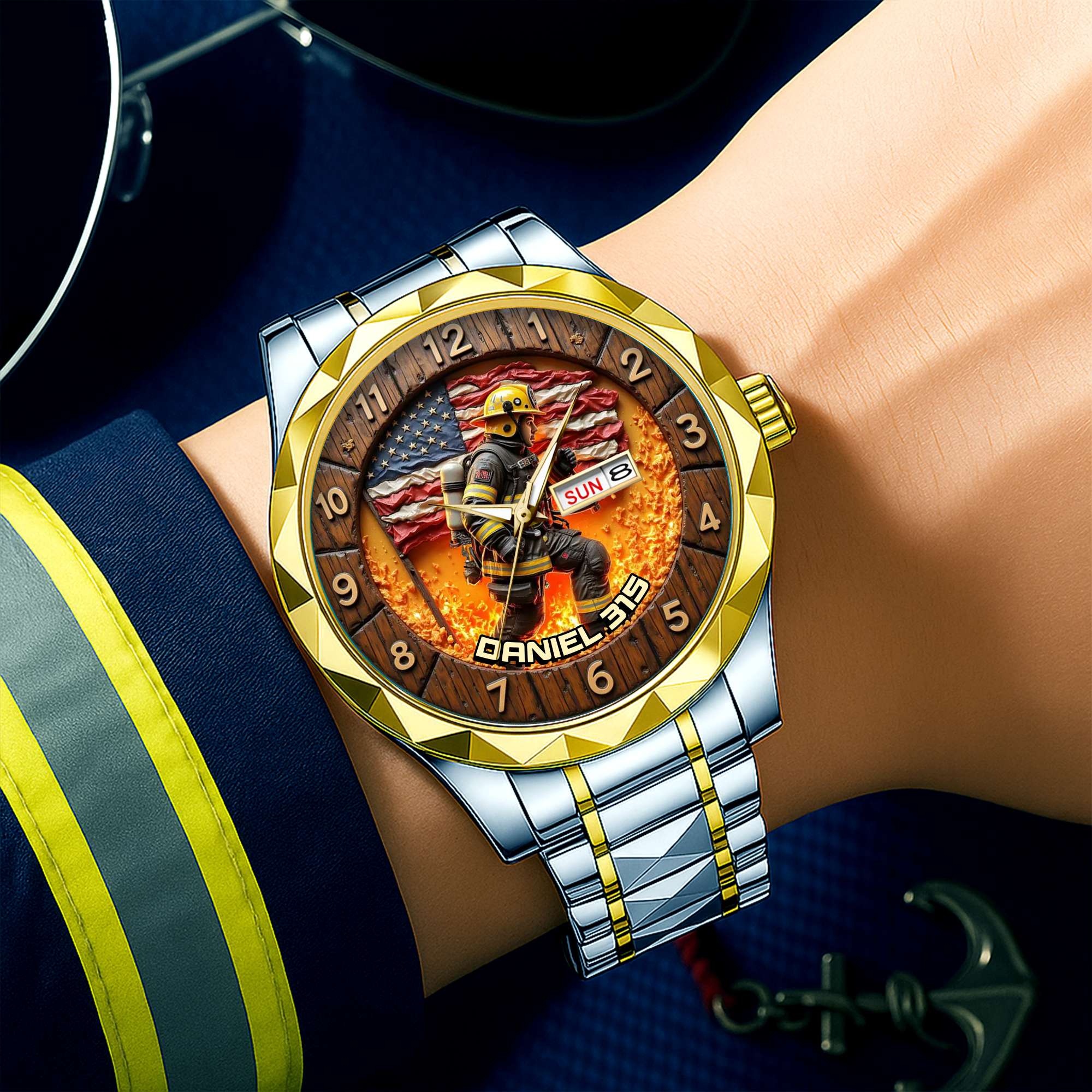 “For the Brave Hero” – Personalized Firefighter Men’s Watch