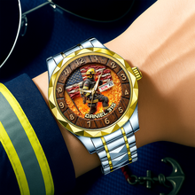 Load image into Gallery viewer, “For the Brave Hero” – Personalized Firefighter Men’s Watch
