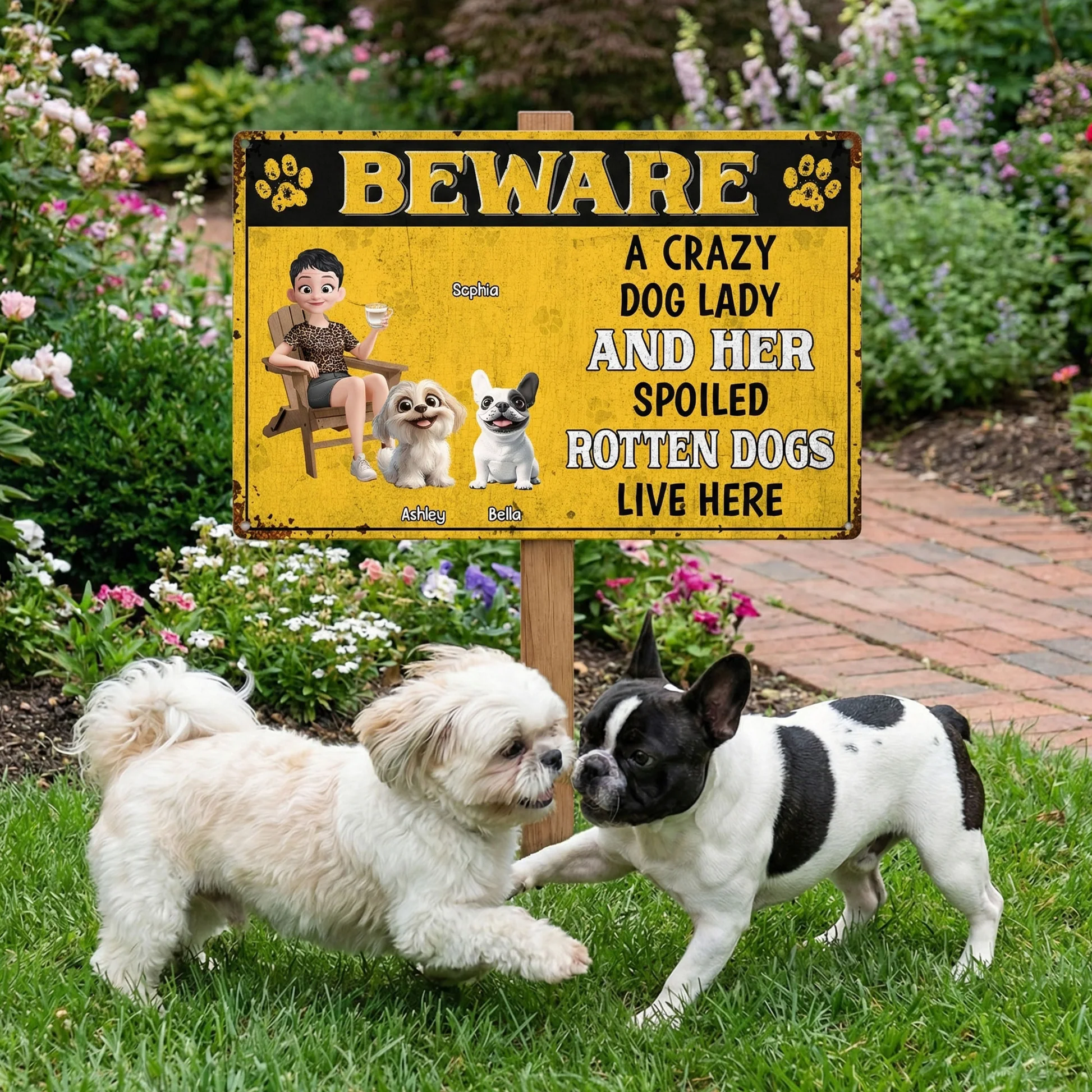 Personalized Dog Lover Garden Sign - Funny Pet Warning for Home Sign MagicInPrints