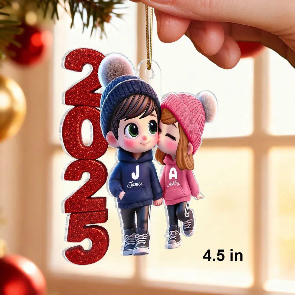 Personalized Couple Ornament 2025 - Custom Names Christmas Gift Ornament MagicInPrints