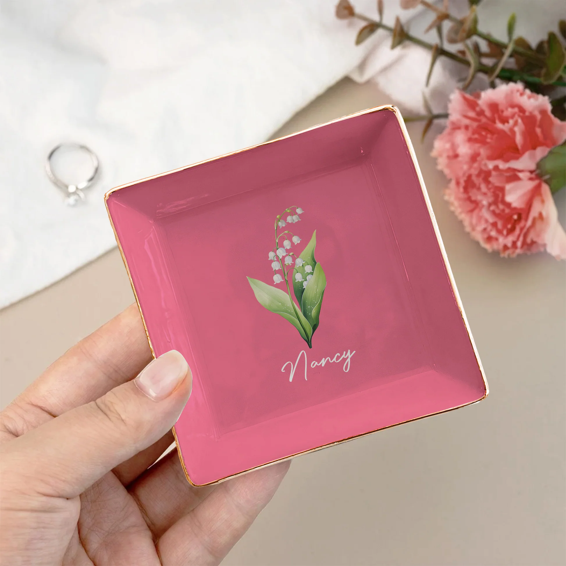 Personalized Floral Jewelry Dish Set for Women - Elegant Gift for Special Occasions Jewelry MagicInPrints