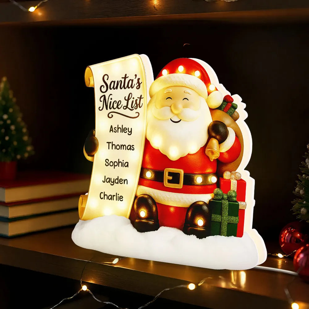 Personalized Santa's Nice List LED Light for Kids - Christmas Decor Plaque MagicInPrints